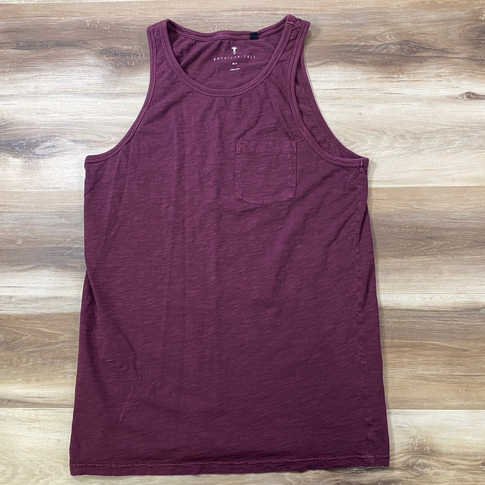 American Tall Tank Top Mens MT Minimalist Slub Cotton Tall Fit Burgundy Maroon